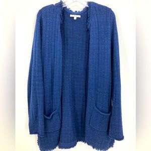 XL CAbi Navy Blue Colorful Speckled Cardigan Sweater with Pockets